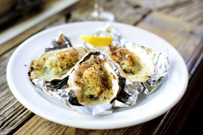 Baked oysters.