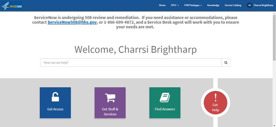 Figure 3 Service Portal Page