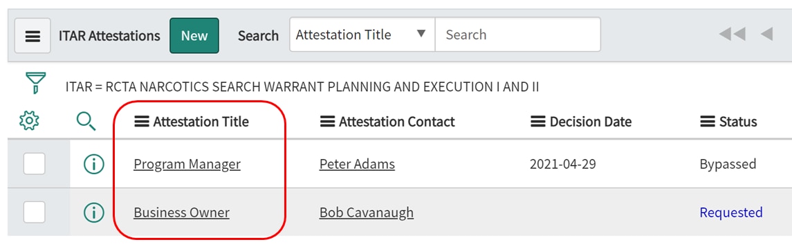 Figure 7: ITAR Attestations [Native View]