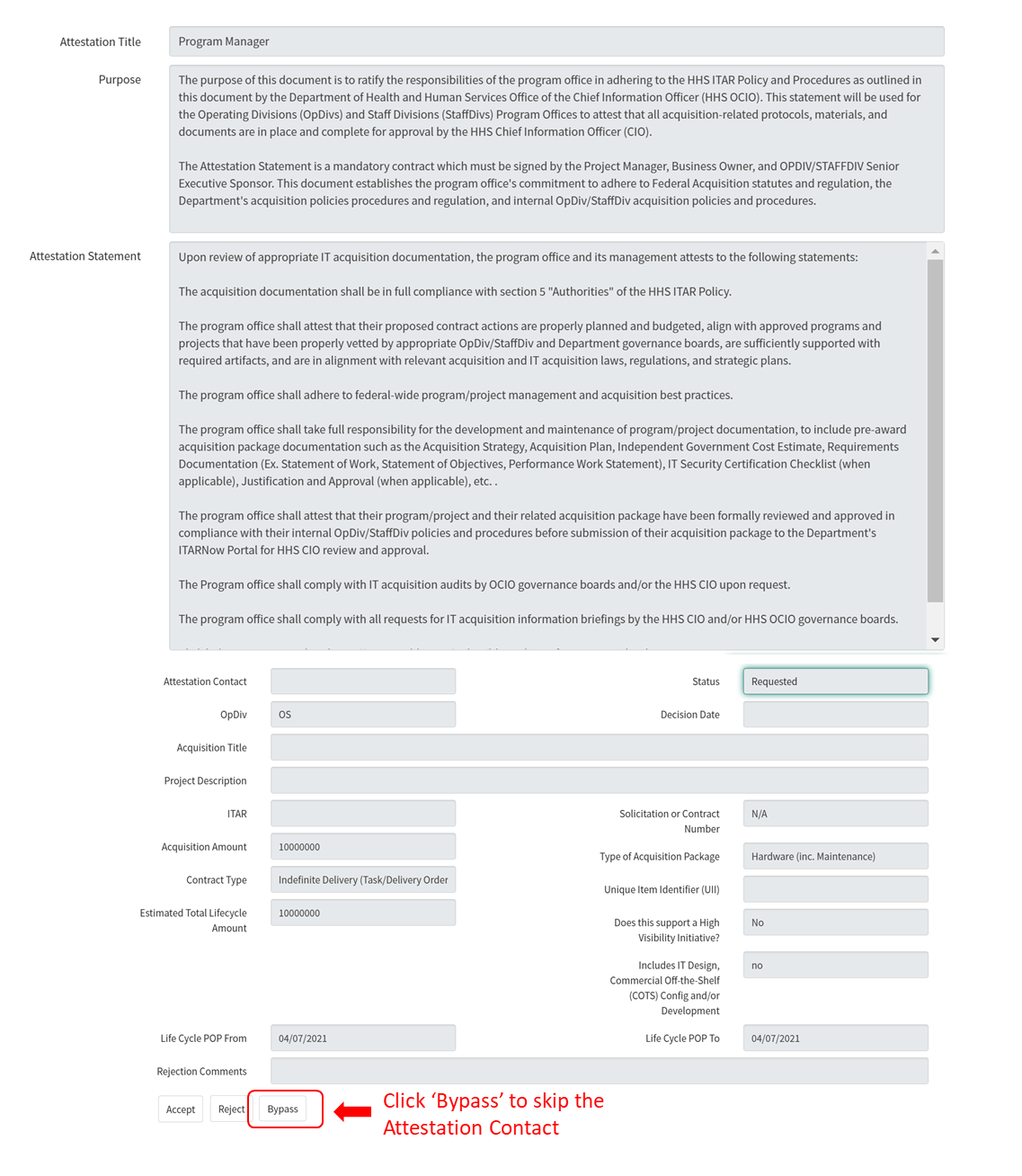 Figure 9: Bypass an Attestation Contact