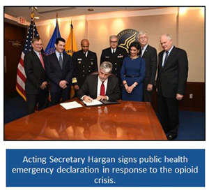 Acting Secretary Hargan signs public health emergency declaration in response to the opioid crisis.