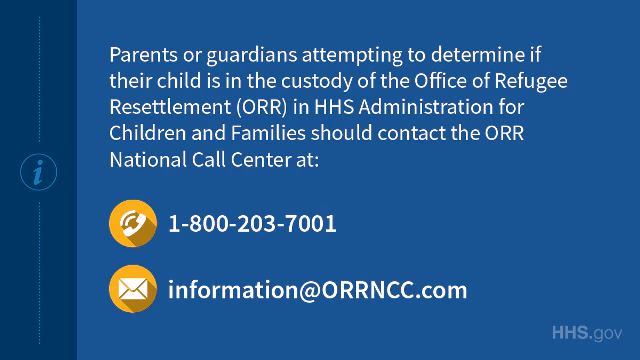 ORR National Call Center phone number 1-800-203-7001 or email information@ORRNCC.com