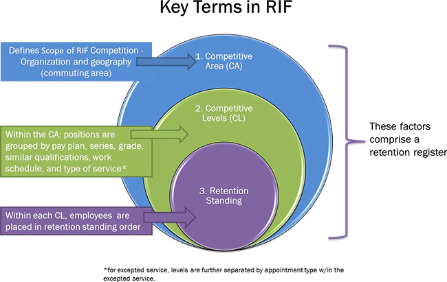 A graph explaining key terms found in policy, i.e., competitive area and competitive level