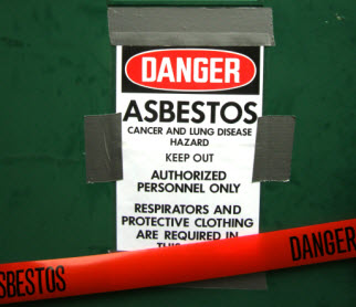 Asbestos warning 

sign.