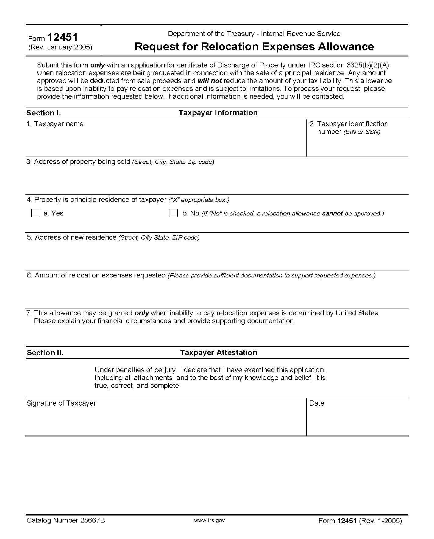 Sample Form - Request for Employee Relocation