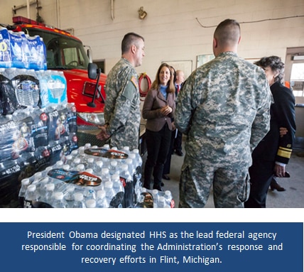 Secretary Burwell with troops.