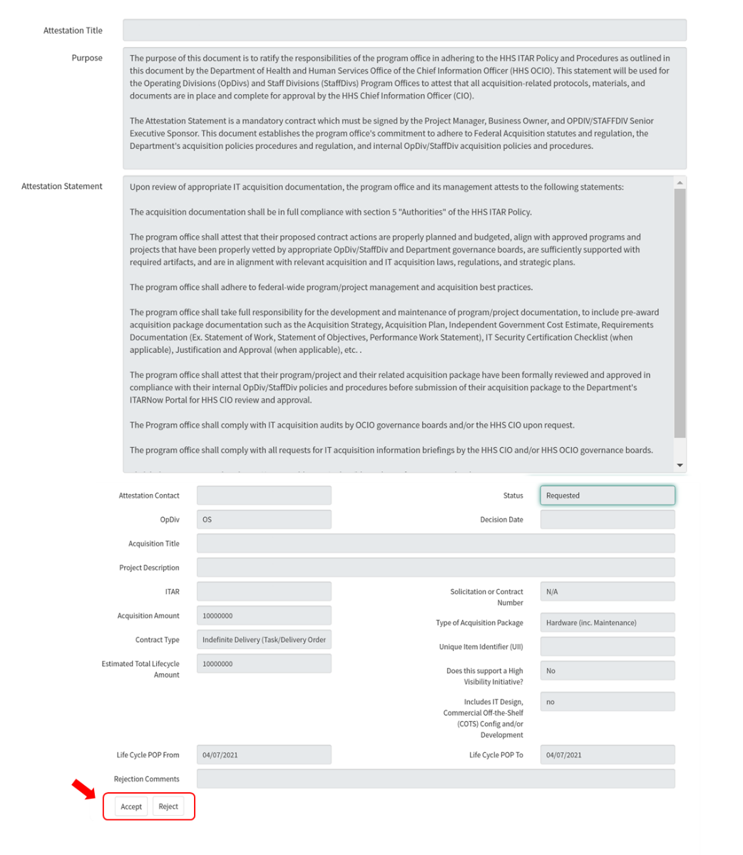 Figure 5: ITAR Attestation Certification Form