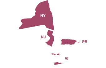 Map of Region 2 States and Territories