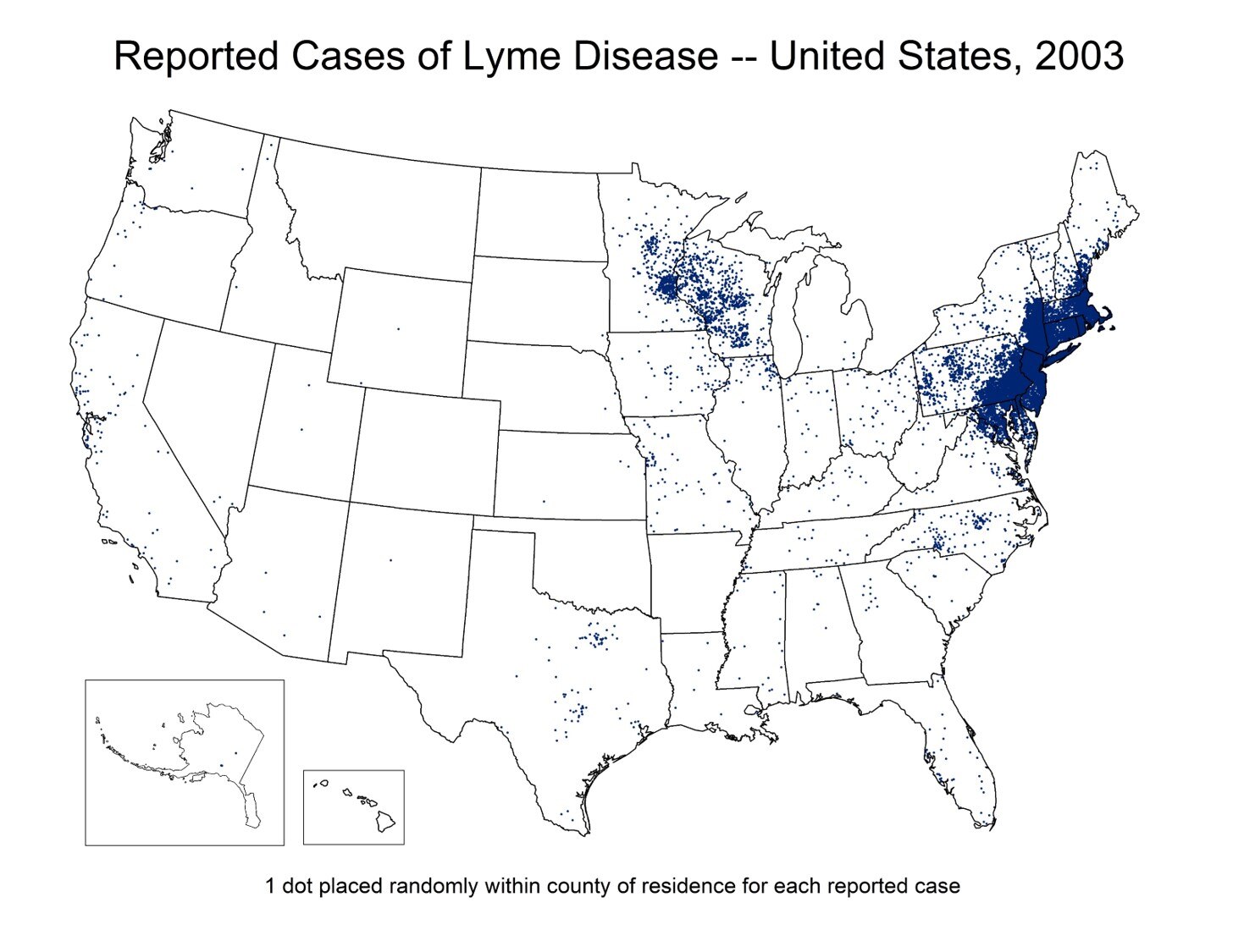 Reported Cases of Lyme Disease Distribution in 2003