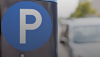 Blue parking sign.