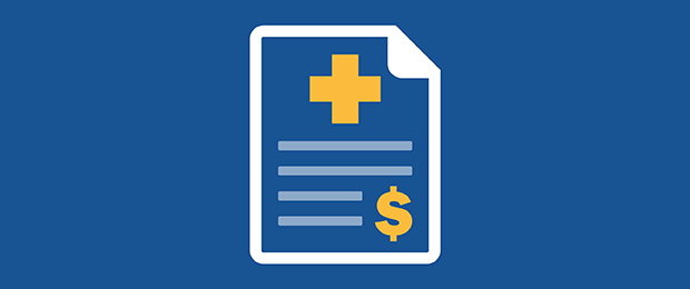 Graphic of medical bill blue background