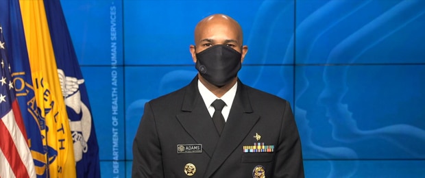 An image of Dr. Jerome Adams wearing a mask